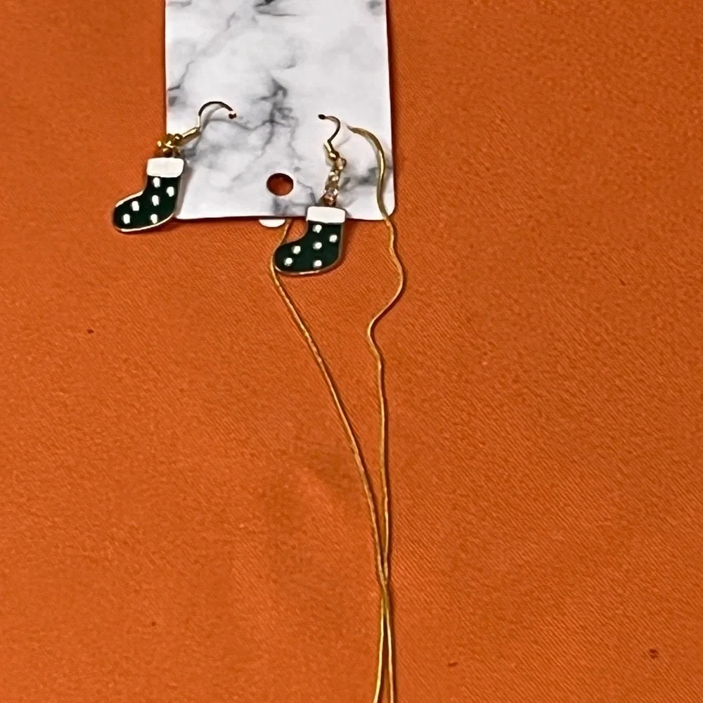 6/$20 Green Stocking Earrings